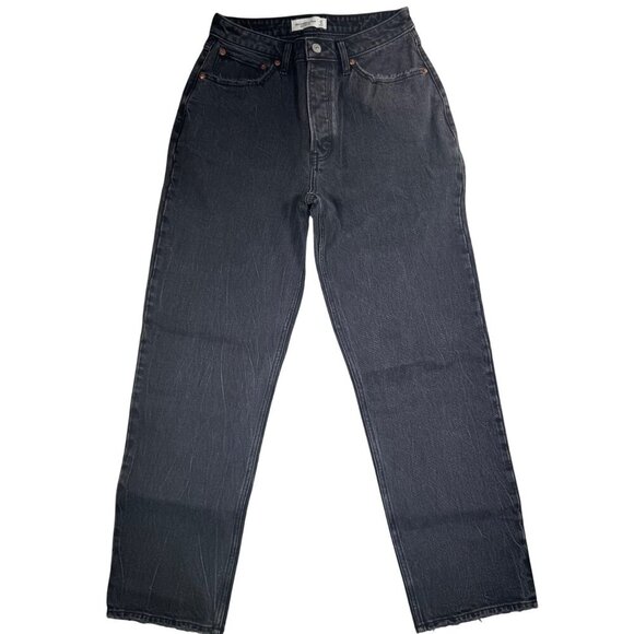 Abercrombie & Fitch Women's Vintage Black UltraHigh-Rise Straight-Leg Jeans NWOT - Picture 1 of 7